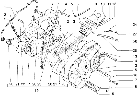 All parts for the Crankcase of the Gilera RK 50 1998