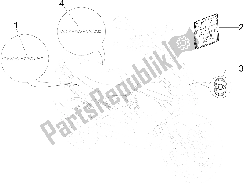 All parts for the Plates - Emblems of the Gilera Runner 125 VX 4T SC 2006