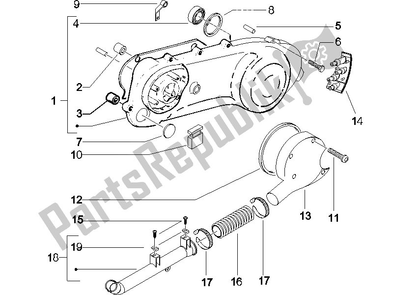 Tutte le parti per il Coperchio Del Carter - Raffreddamento Del Carter del Gilera Runner 50 SP UK 2005