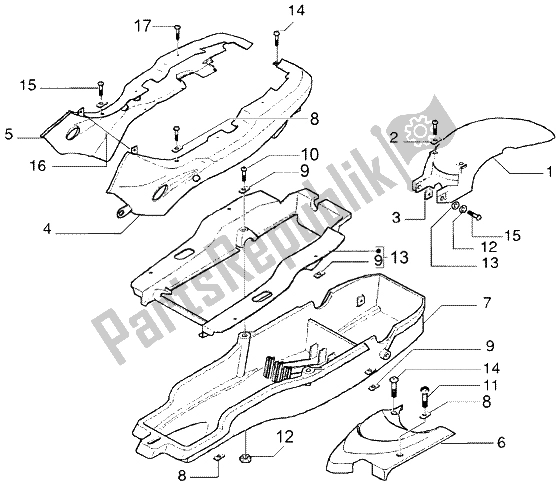 All parts for the Rear Mudguard-undersaddle of the Gilera DNA M Y 50 1998