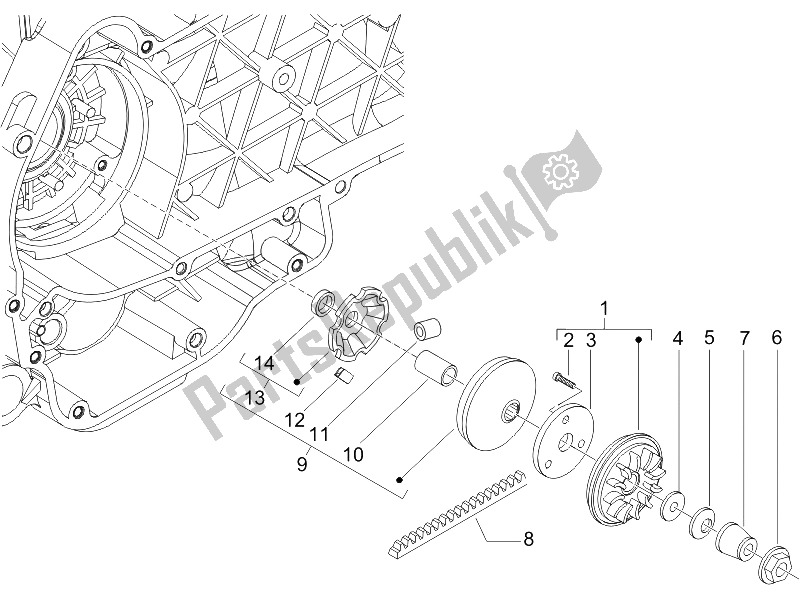 Todas las partes para Polea Motriz de Gilera Runner 125 VX 4T SC UK 2006