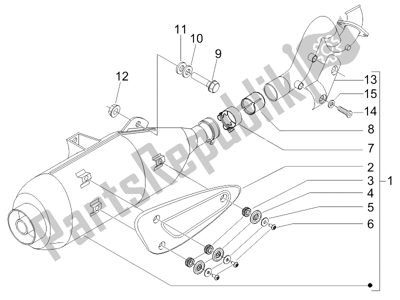 All parts for the Silencer of the Gilera Runner 125 VX 4T Race E3 2006