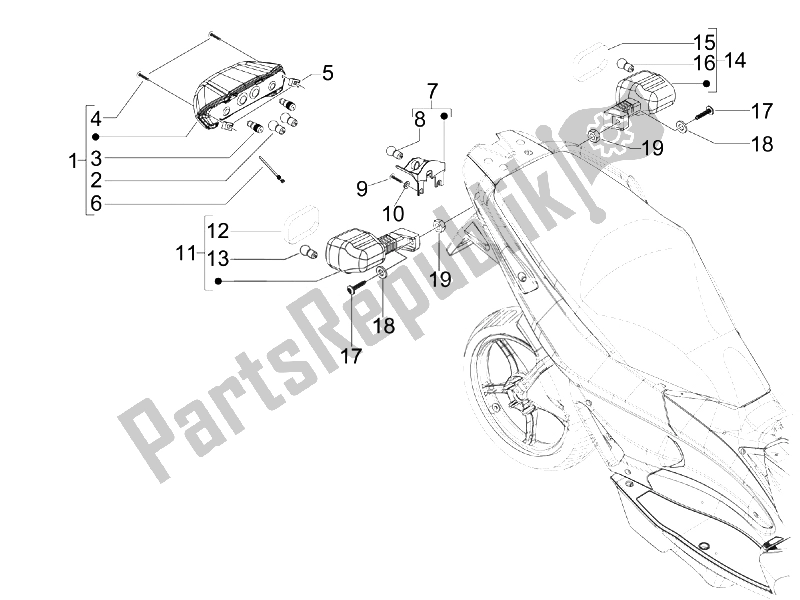 All parts for the Rear Headlamps - Turn Signal Lamps of the Gilera Runner 125 ST 4T E3 2008