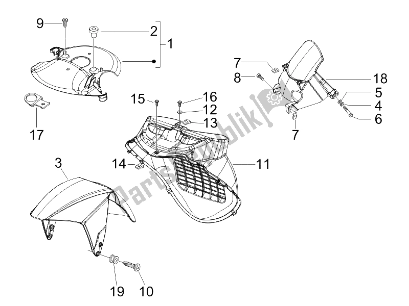 Toutes les pièces pour le Logement De Roue - Garde-boue du Gilera Runner 50 SP SC 2006