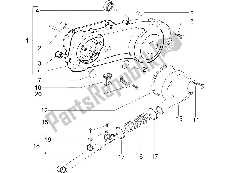 Tutte le parti per il Coperchio Del Carter - Raffreddamento Del Carter del Gilera Runner 50 Pure JET 2010