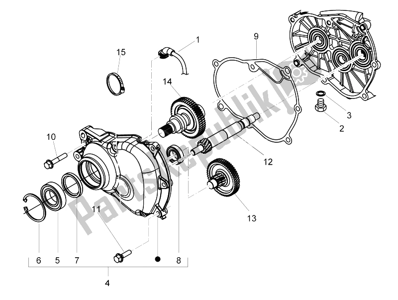 All parts for the Reduction Unit of the Gilera Oregon 250 CC 2007