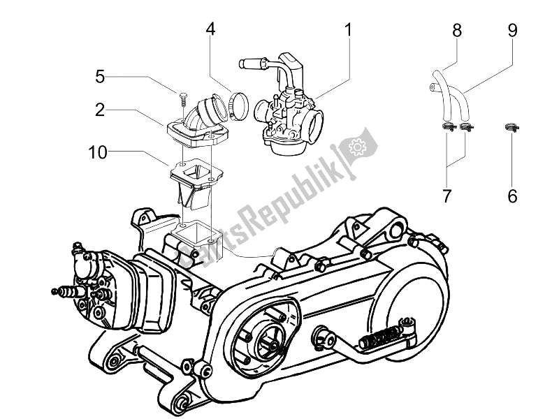 Tutte le parti per il Carburatore, Gruppo - Raccordo del Gilera Runner 50 SP SC 2006