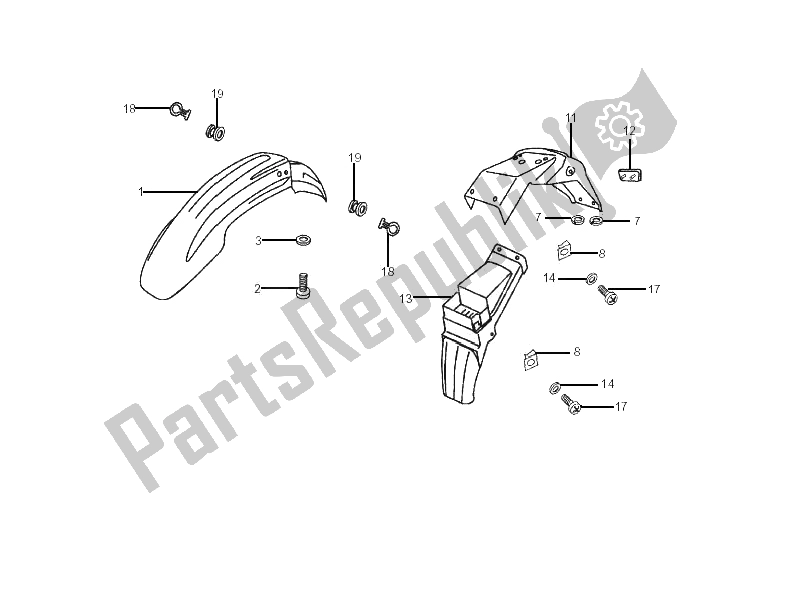 All parts for the Wheel Huosing - Mudguard of the Gilera SMT 50 2006