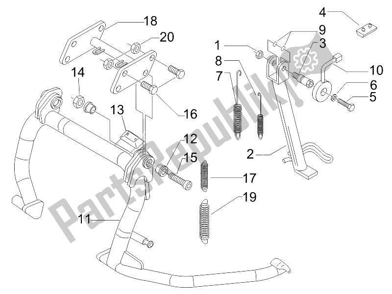 All parts for the Stand/s of the Gilera Nexus 500 E3 2006