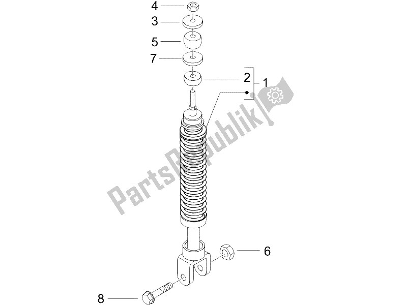 All parts for the Rear Suspension - Shock Absorber/s of the Gilera Runner 50 SP 2007
