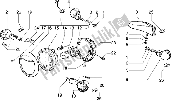All parts for the Headlamps And Turn Signal Lamps of the Gilera Eaglet Automatic 50 1998