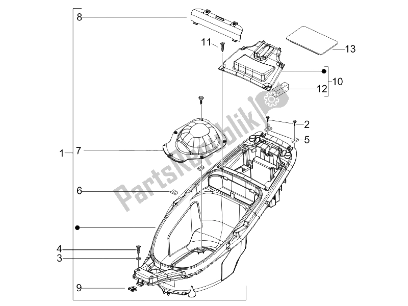 Toutes les pièces pour le Logement De Casque - Sous La Selle du Gilera Runner 200 VXR 4T E3 2006