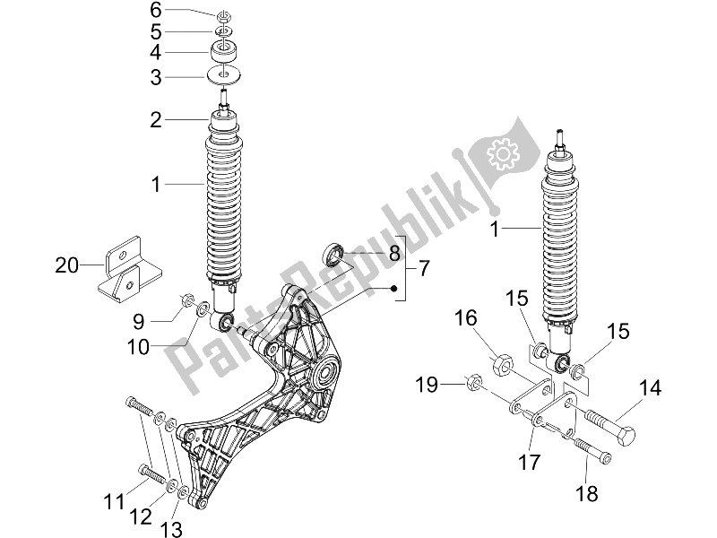 Toutes les pièces pour le Suspension Arrière - Amortisseur / S du Gilera Runner 200 VXR 4T Race UK 2006