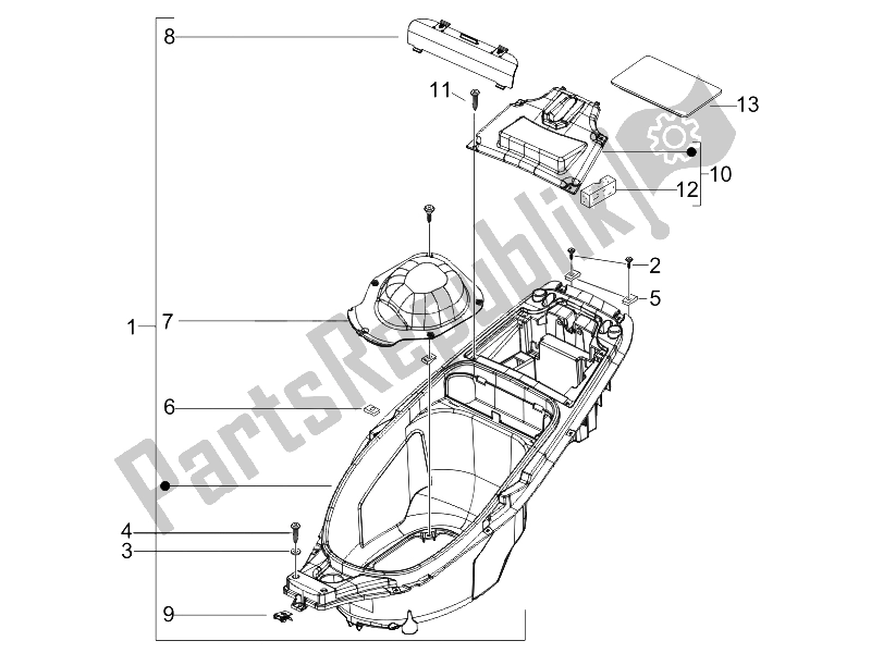 Tutte le parti per il Alloggiamento Casco - Sotto La Sella del Gilera Runner 125 VX 4T SC E3 2006