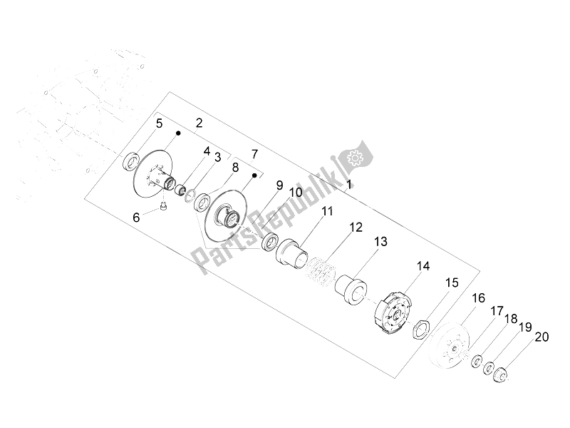 Toutes les pièces pour le Poulie Menée du Gilera Fuoco 500 4T 4V IE E3 LT 2013