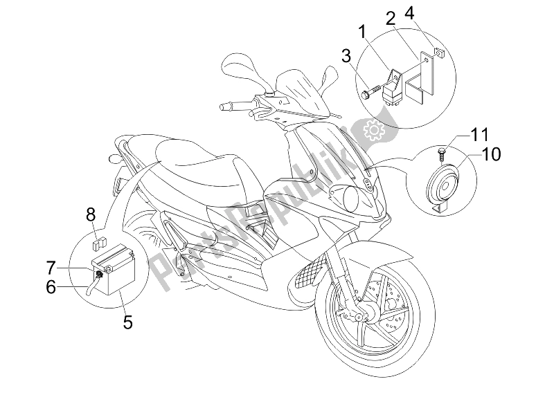 Toutes les pièces pour le Télécommandes - Batterie - Klaxon du Gilera Runner 125 VX 4T SC 2006