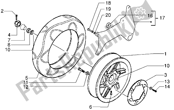 Toutes les pièces pour le Roue Arrière du Gilera DNA 125 1998