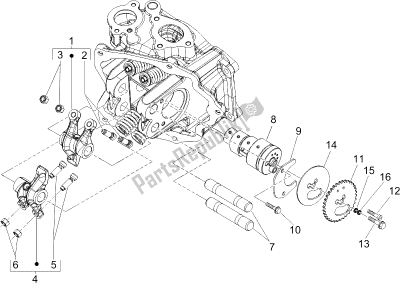 All parts for the Rocking Levers Support Unit of the Gilera Runner 125 VX 4T SC UK 2006