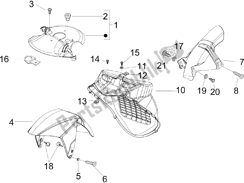 All parts for the Wheel Huosing - Mudguard of the Gilera Runner 125 VX 4T SC UK 2006