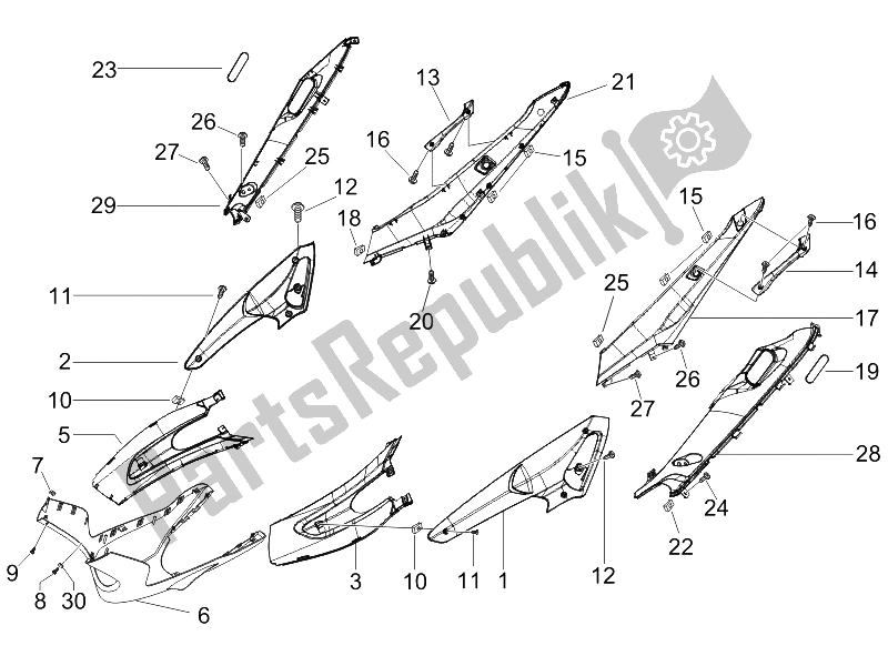 Tutte le parti per il Coperchio Laterale - Spoiler del Gilera Runner 50 Pure JET Race CH 2006