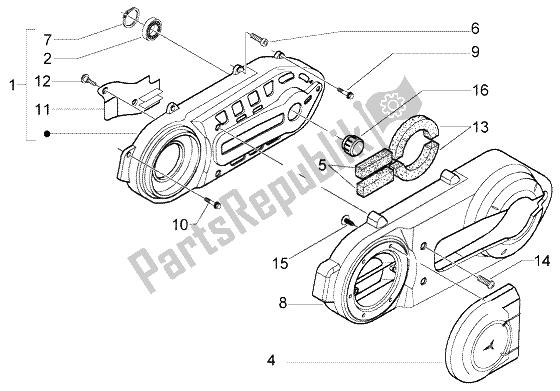 All parts for the Crankcase Cooling of the Gilera Nexus 500 1998