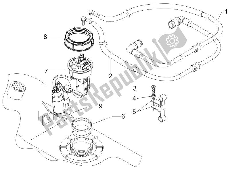 Toutes les pièces pour le Système D'alimentation du Gilera Nexus 500 E3 UK 2006