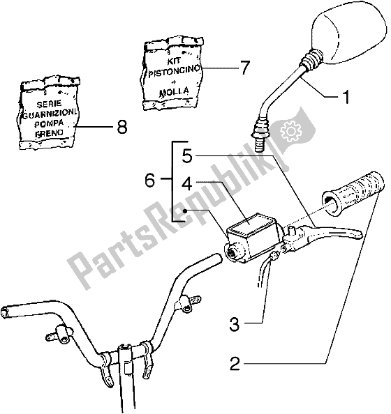 All parts for the Handlebars Component Parts (vehicle With Rear Hub Brake) of the Gilera Runner 50 1998