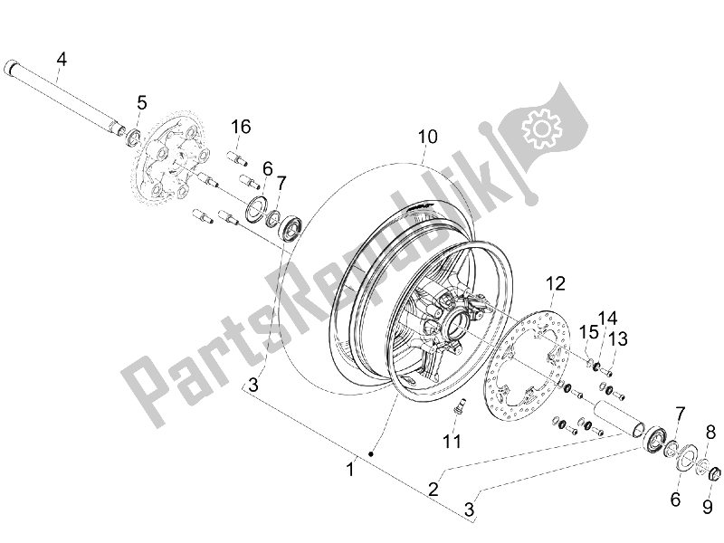 All parts for the Rear Wheel of the Gilera GP 800 2007