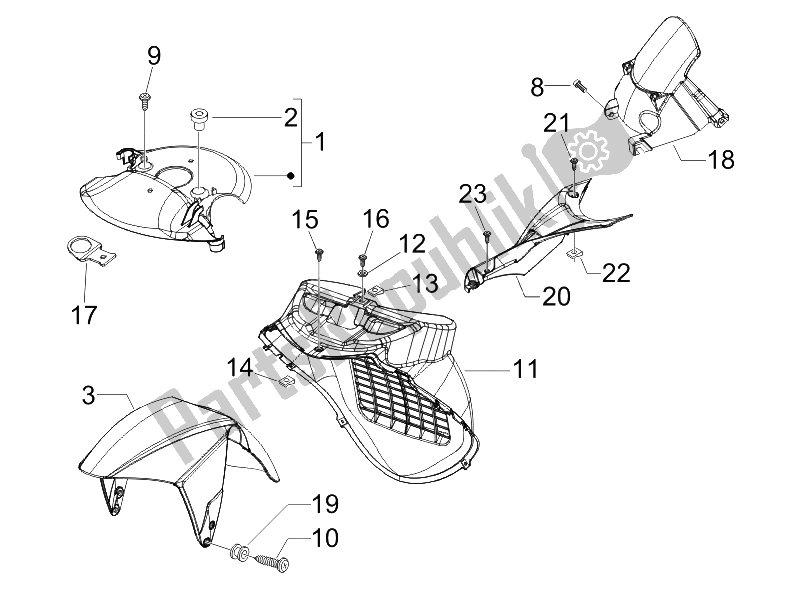 All parts for the Wheel Huosing - Mudguard of the Gilera Runner 50 Pure JET Race 2005