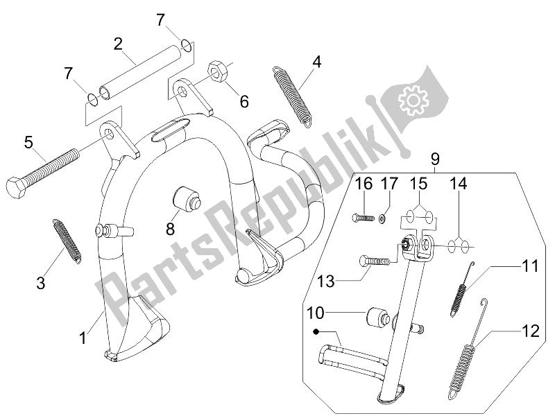 All parts for the Stand/s of the Gilera Runner 125 VX 4T SC E3 2006