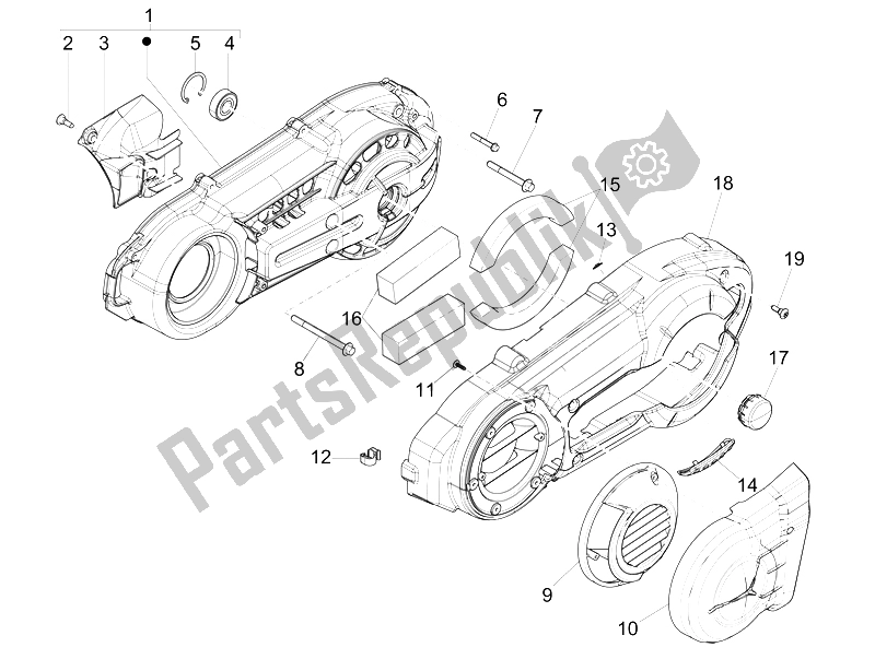 Toutes les pièces pour le Couvercle De Carter - Refroidissement Du Carter du Gilera Fuoco 500 4T 4V IE E3 LT 2013