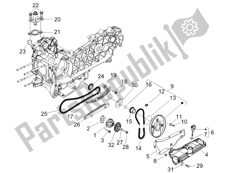 Todas as partes de Bomba De óleo do Gilera Runner 125 VX 4T SC E3 2006