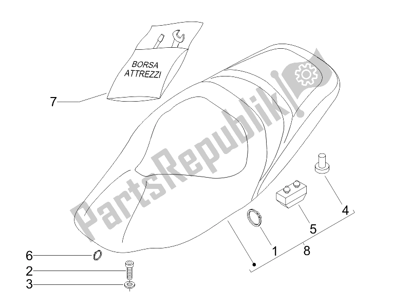 All parts for the Saddle/seats of the Gilera Nexus 500 E3 2006