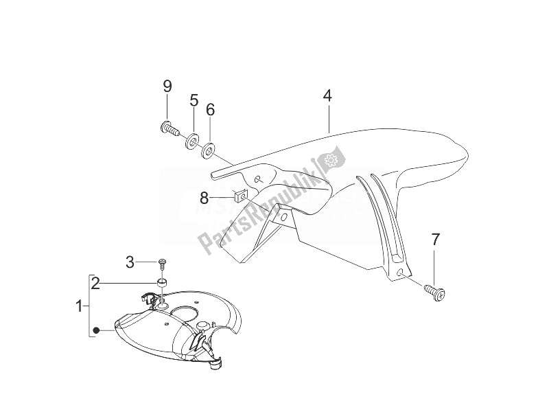 Toutes les pièces pour le Logement De Roue - Garde-boue du Gilera Stalker 50 2007