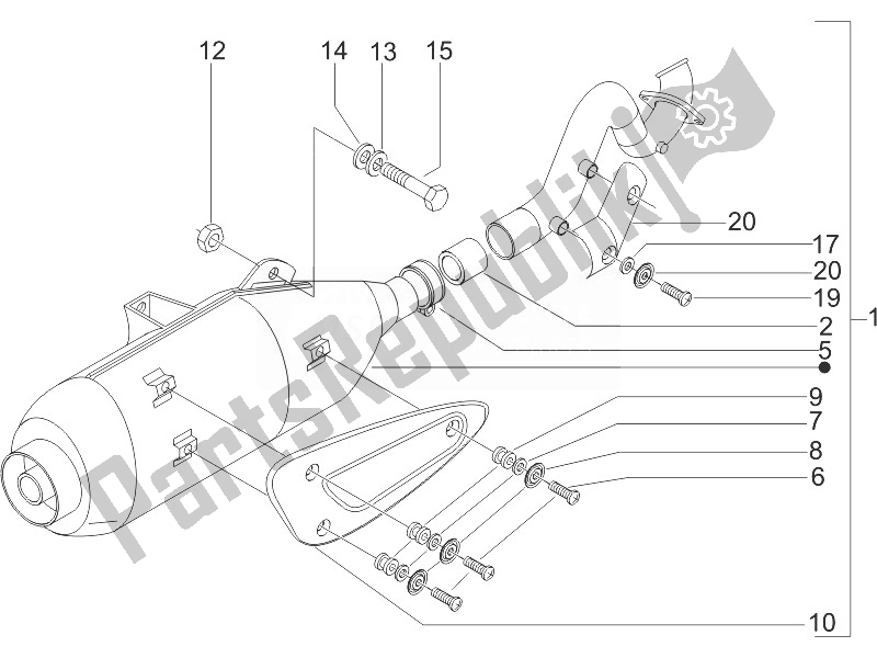 Toutes les pièces pour le Silencieux du Gilera Runner 125 VX 4T 2005