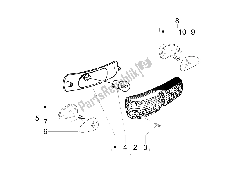 All parts for the Rear Headlamps - Turn Signal Lamps of the Gilera Storm 50 UK 2007