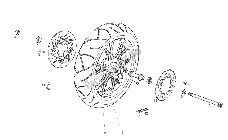 All parts for the Rear Wheel of the Gilera SMT 50 2011