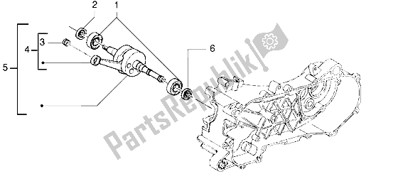 All parts for the Crankshaft of the Gilera DNA 50 1998