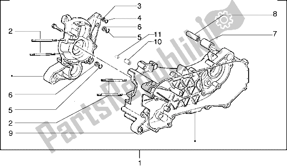 All parts for the Crankcase of the Gilera ICE 50 1998