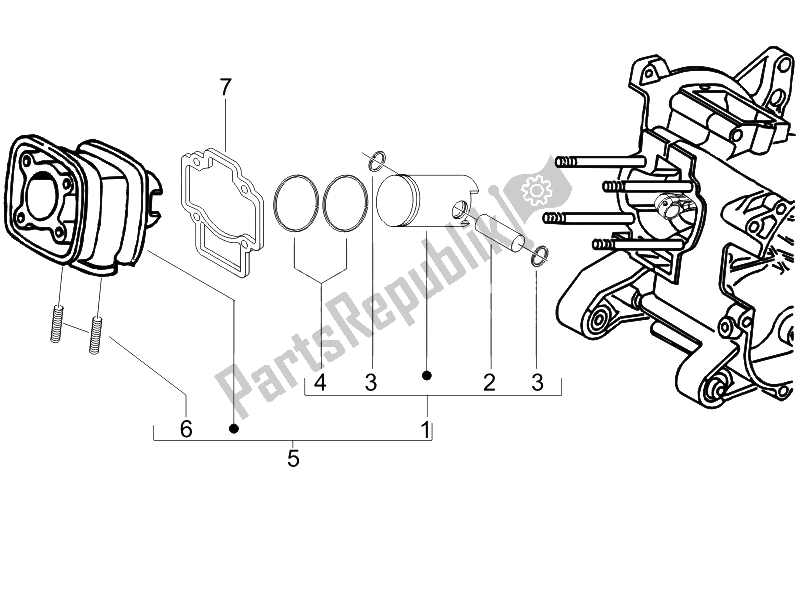 Todas las partes para Unidad De Pasador Cilindro-pistón-muñeca de Gilera Runner 50 SP 2010