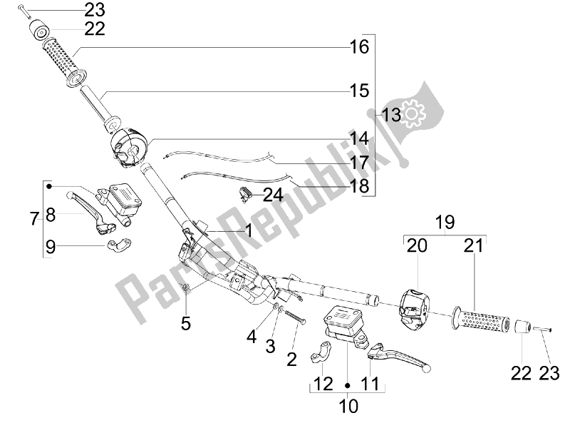 Todas as partes de Guiador - Master Cil. Do Gilera Nexus 125 IE E3 2008