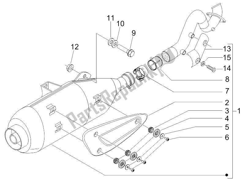 All parts for the Silencer of the Gilera Runner 125 VX 4T E3 Serie Speciale 2007