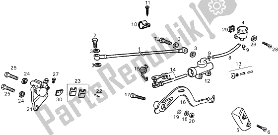 All parts for the Rear Brake of the Gilera SMT 50 1998