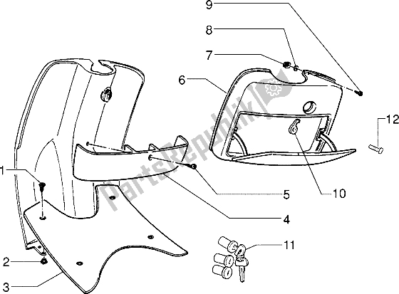 Tutte le parti per il Vano Portaoggetti Anteriore del Gilera Easy Moving 50 1998