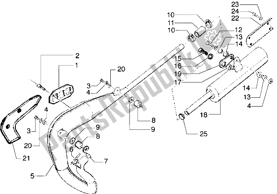 All parts for the Silencer of the Gilera H K M Y 50 1998