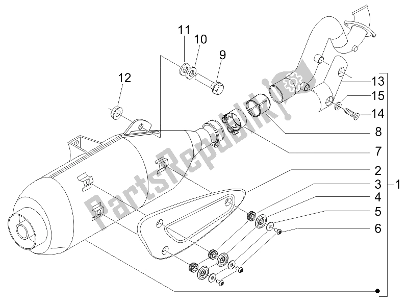 All parts for the Silencer of the Gilera Nexus 125 E3 2007