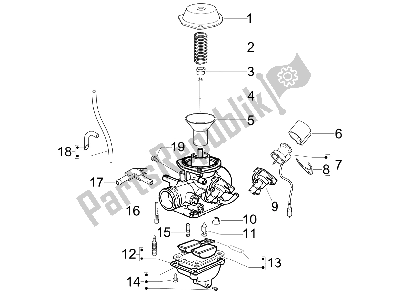 All parts for the Carburetor's Components of the Gilera Runner 125 ST 4T E3 2008