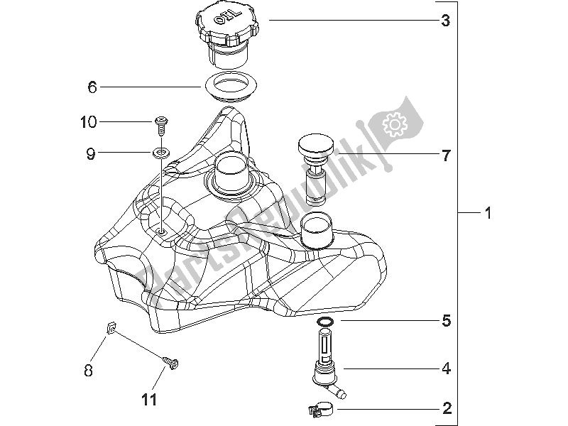 All parts for the Oil Tank of the Gilera Runner 50 SP 2005