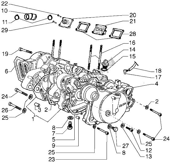 All parts for the Crankcase of the Gilera H K M Y 50 1998