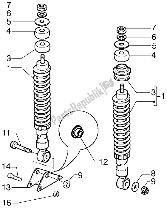 Todas las partes para Amortiguador Trasero de Gilera Runner VX 125 1998